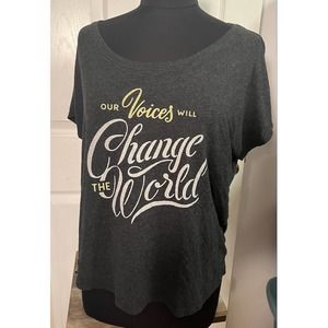Sevenly Grey Scoop Neck Our Voices Will Change the World Graphic Tee Shirt L